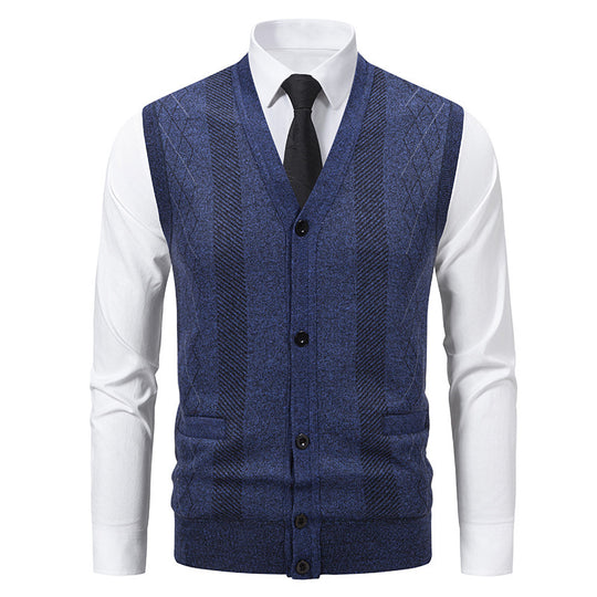 Herren Strickjacke mit klassischem V-Ausschnitt und feinem Zopfmuster EB
