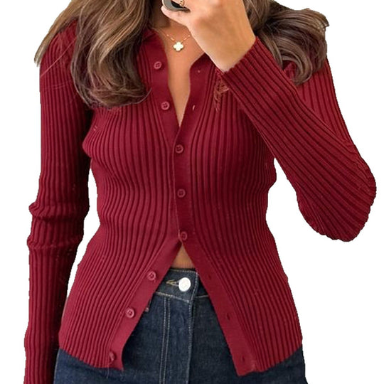 Damen nan taillierter Rippstrick-Cardigan mit verdeckter Knopfleiste und wellenförmigem Saum EB