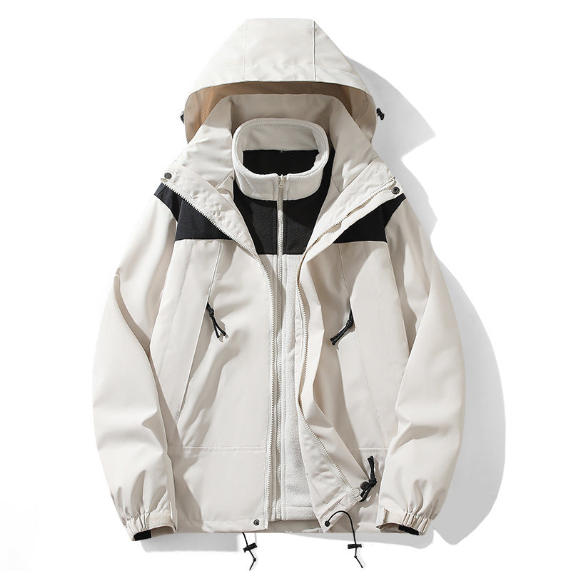 Herren funktionale Outdoor-Softshelljacke mit herausnehmbarer Fleece-Innenjacke, wind- und wasserabweisender Membran und verstellbarer Kapuze EB
