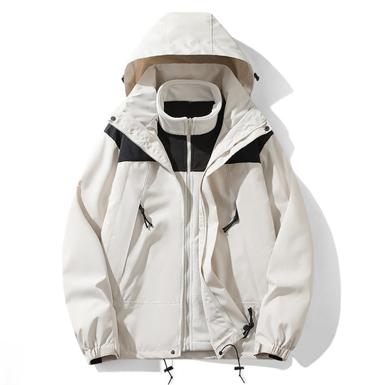 Herren funktionale Outdoor-Softshelljacke mit herausnehmbarer Fleece-Innenjacke, wind- und wasserabweisender Membran und verstellbarer Kapuze EB