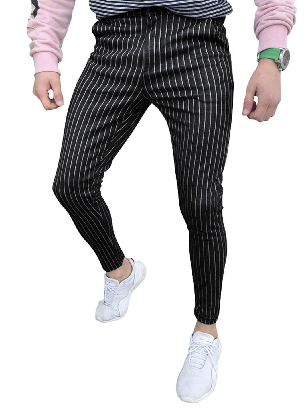Herren elegante Slim-Fit Jeans im modernen Streifenmuster EB