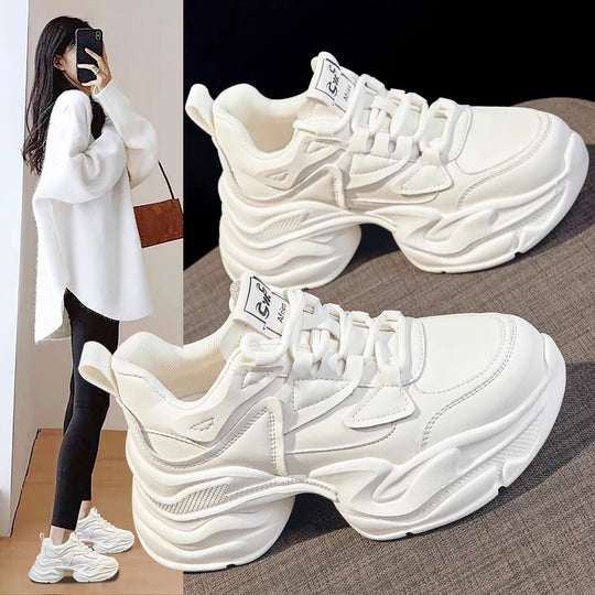 Damen modische Chunky Sneakers mit atmungsaktiver Oberflächenstruktur EB