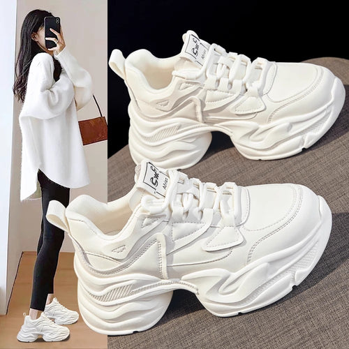 Damen modische Chunky Sneakers mit atmungsaktiver Oberflächenstruktur EB