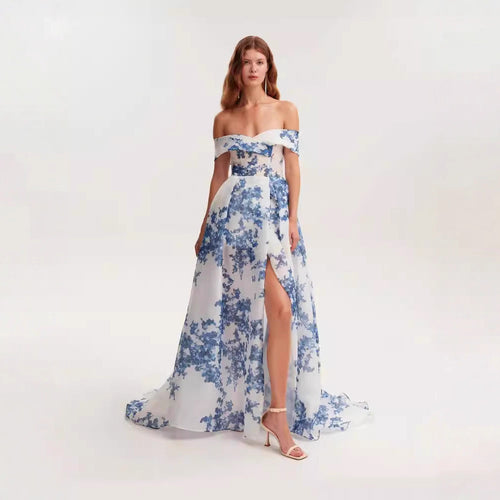 Damen Maxikleid aus Chiffon mit Blumenmuster EB