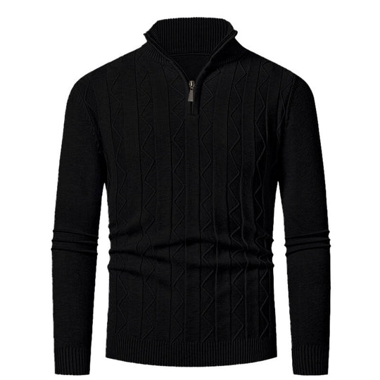 Herren Strickpullover mit stylischem Reißverschluss und Zopfmuster EB