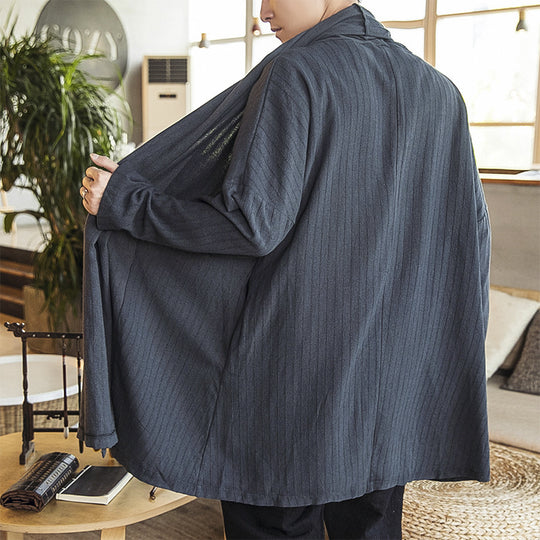 Herren lässige Kimono-Jacke mit elegantem Schnitt und weichem Gewebe EB