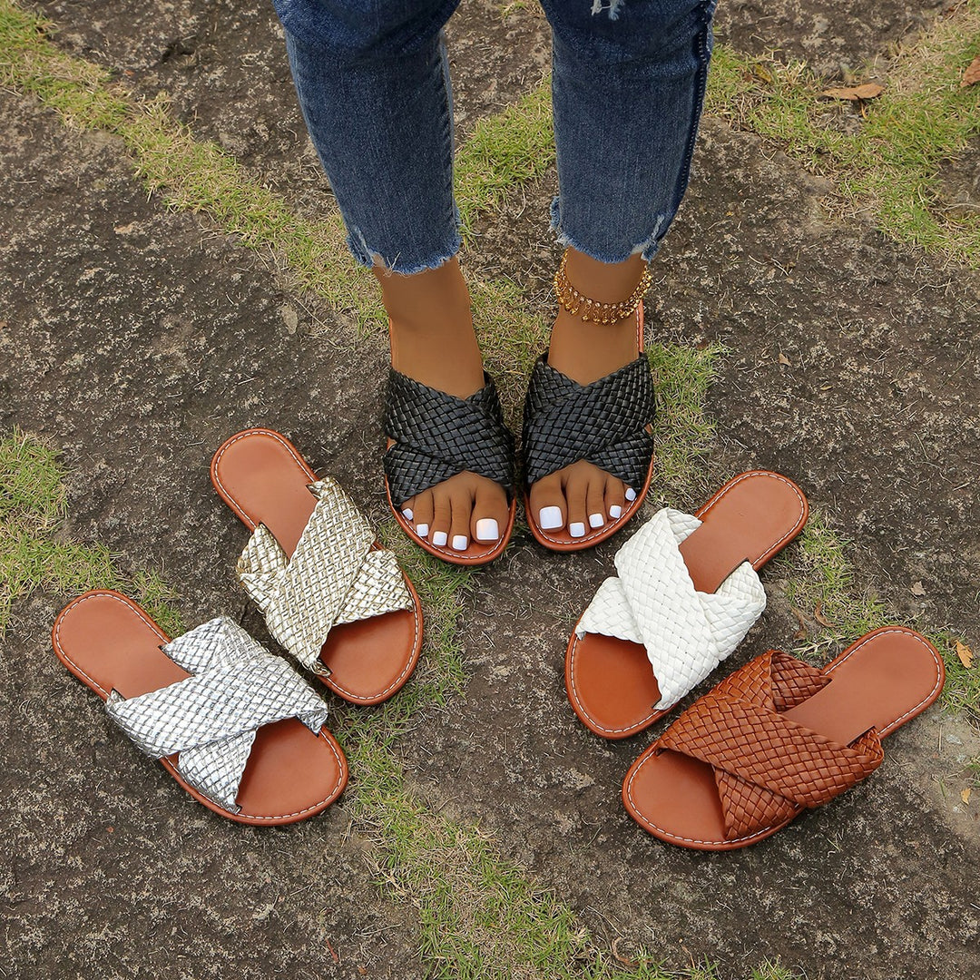 Damen geflochtene Komfortsandalen mit weicher Sohle EB