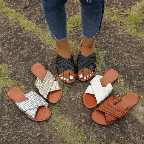 Damen geflochtene Komfortsandalen mit weicher Sohle EB