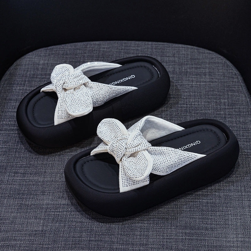 Damen Komfortable Plattform-Sandalen mit schickem Schleifen-Detail EB