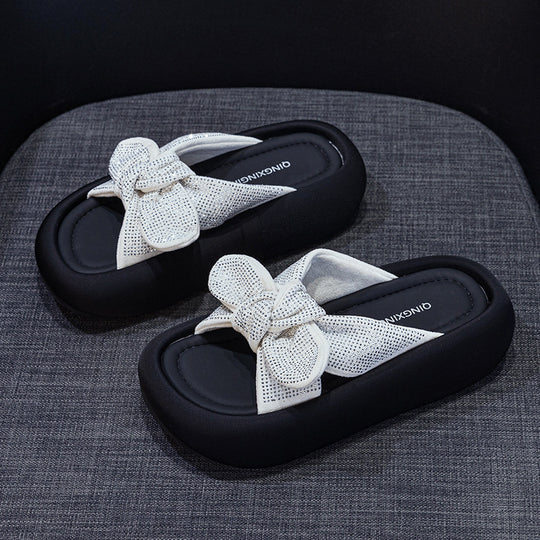 Damen Komfortable Plattform-Sandalen mit schickem Schleifen-Detail EB