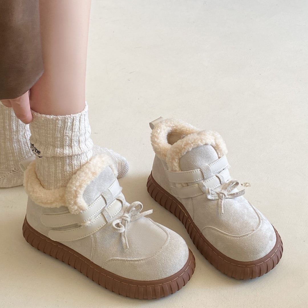 Damen Bequeme Winterboots mit weichem Kunstfellkragen und rutschfester Sohle EB