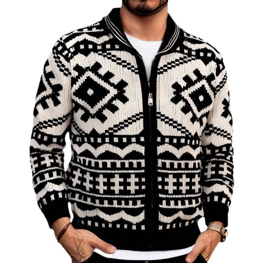 Herren designorientierte Strickjacke mit geometrischem Muster EB