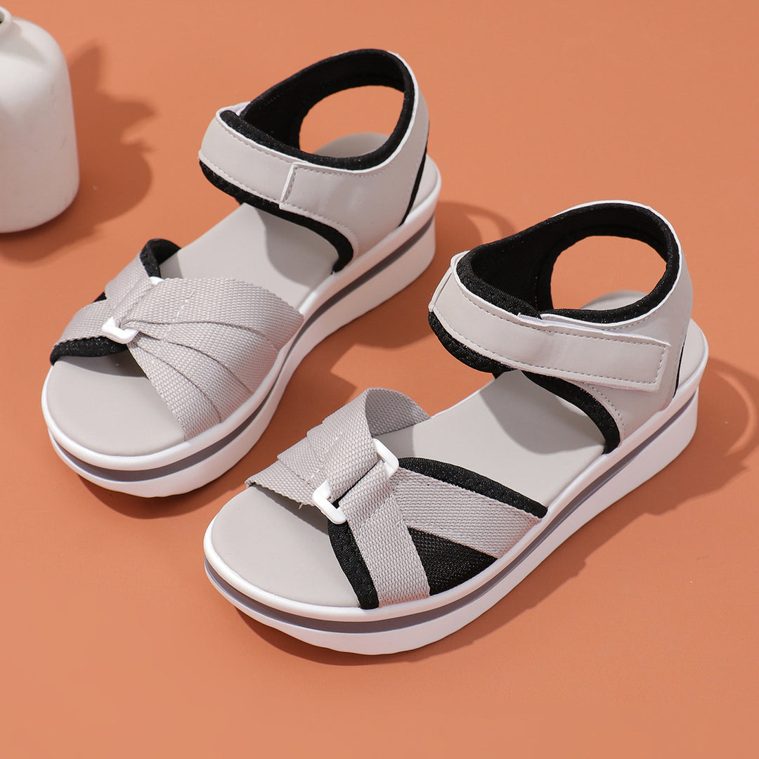 Damen Plateau-Sandalen mit verstellbarem Klettverschluss und atmungsaktivem Mesh EB