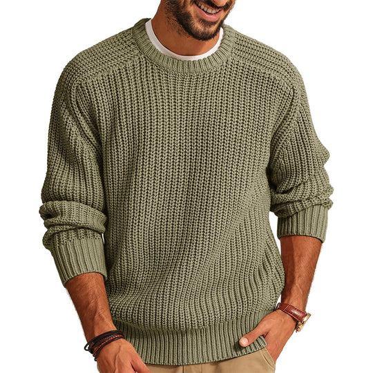 Herren lockerer Grobstrickpullover mit Raglanärmeln EB