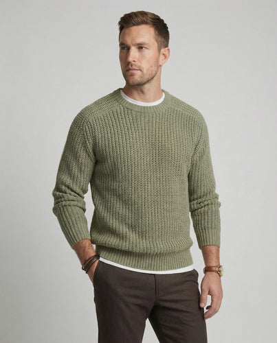 Herren Grobstrick Pullover mit Rundhalsausschnitt und lässigem Schnitt EB