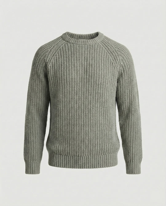 Herren Grobstrick Pullover mit Rundhalsausschnitt und lässigem Schnitt EB