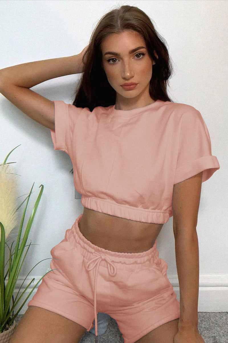 Damen Sportliches Lounge-Set mit verkürztem Oberteil und bequemen Shorts EB