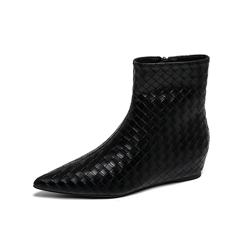 Damen modische Ankle Boots mit geflochtenem Design und eleganter Keilsohle EB