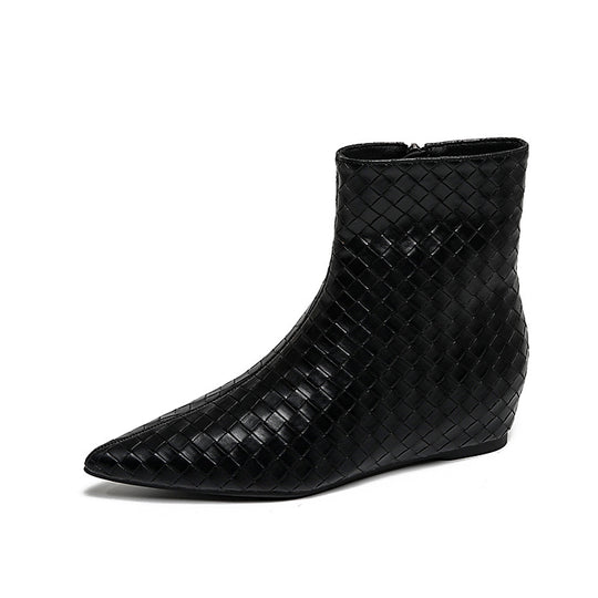 Damen modische Ankle Boots mit geflochtenem Design und eleganter Keilsohle EB
