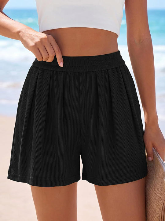 Damen Legere Freizeitshorts mit elastischem Bund und Falten EB
