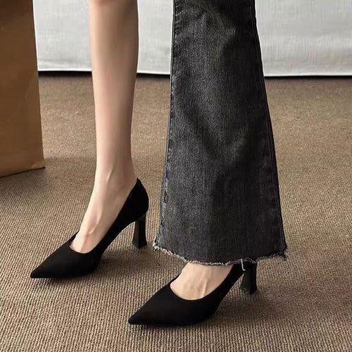 Damen elegante Business-Pumps mit dekorativem Absatz EB