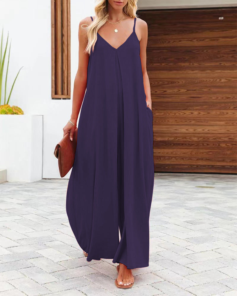 Damen Maxikleid mit v-ausschnitt und fließendem Schnitt EB