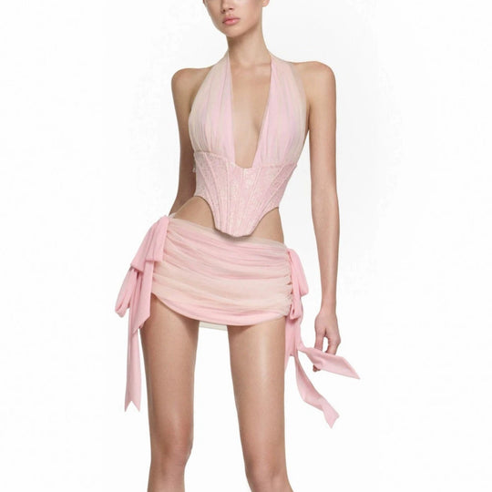 Damen Couture Bodysuit mit drapiertem Rock EB