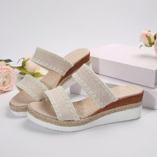 Damen modische Wedgesandalen mit exquisiten Ziernähten EB