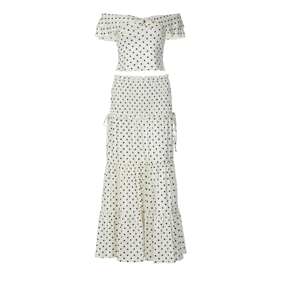 Damen Verspieltes Maxikleid mit schulterfreiem Design und voluminiösen Rüschen EB