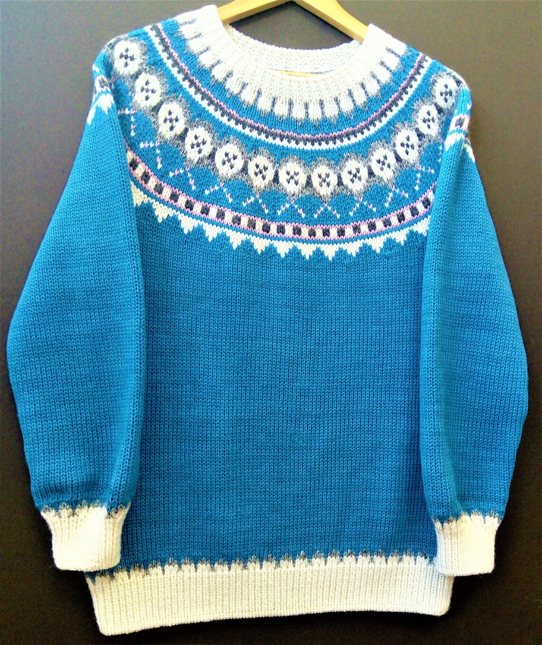Damen nan Norwegerpullover aus Wollmix mit Rundhalsausschnitt und traditionellem Fair-Isle-Yoke EB