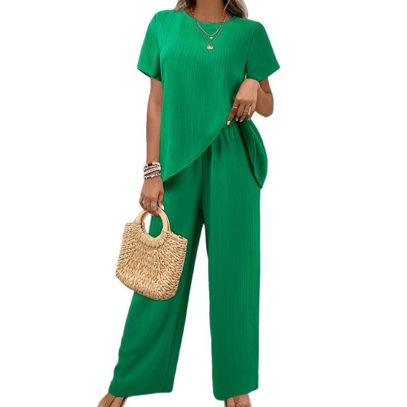 Damen stilvolles Zweiteiler-Set mit plissierten Details EB