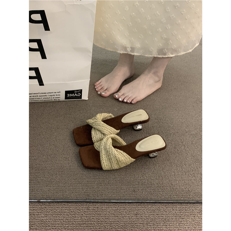 Damen bequeme Zehensandalen mit elegantem geflochtenem Design EB
