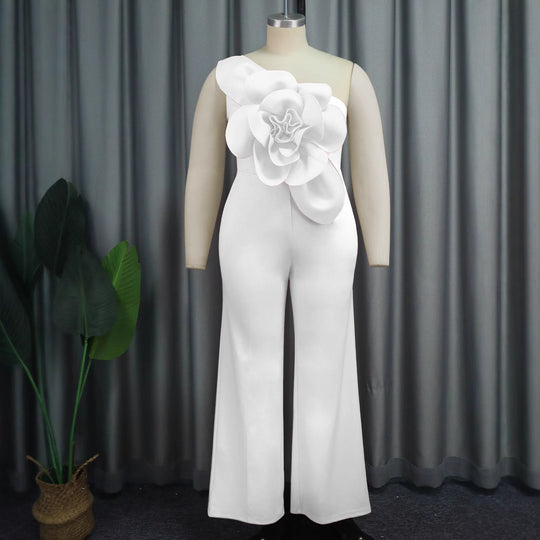Damen Eleganter Jumpsuit mit floralen Applikationen EB
