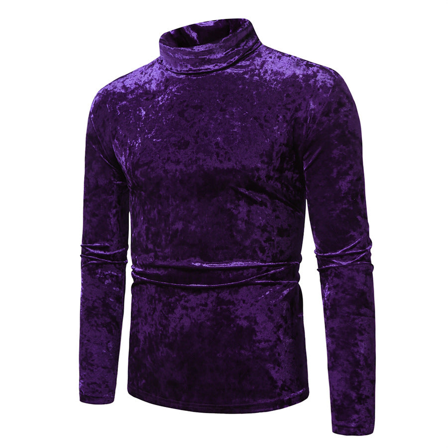 Herren Eleganter Rollkragenpullover aus weichem Samtstoff EB