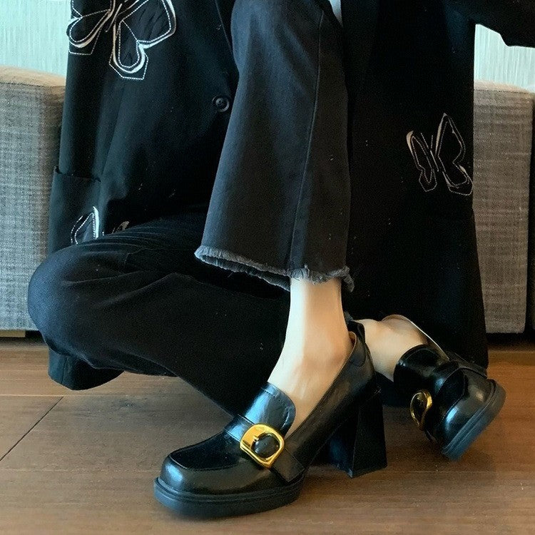 Damen elegante Blockabsatz-Pumps mit modischem Schnallenverschluss EB