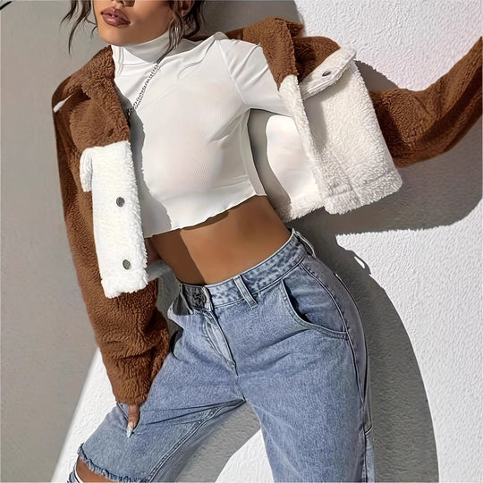 Damen Fleecejacke im Oversize-Stil mit Taschen EB