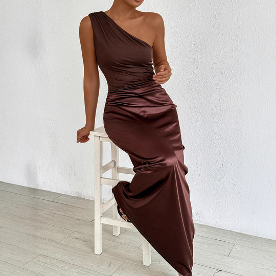 Damen Elegantes und figurbetontes Abendkleid mit asymmetrischem Ausschnitt EB