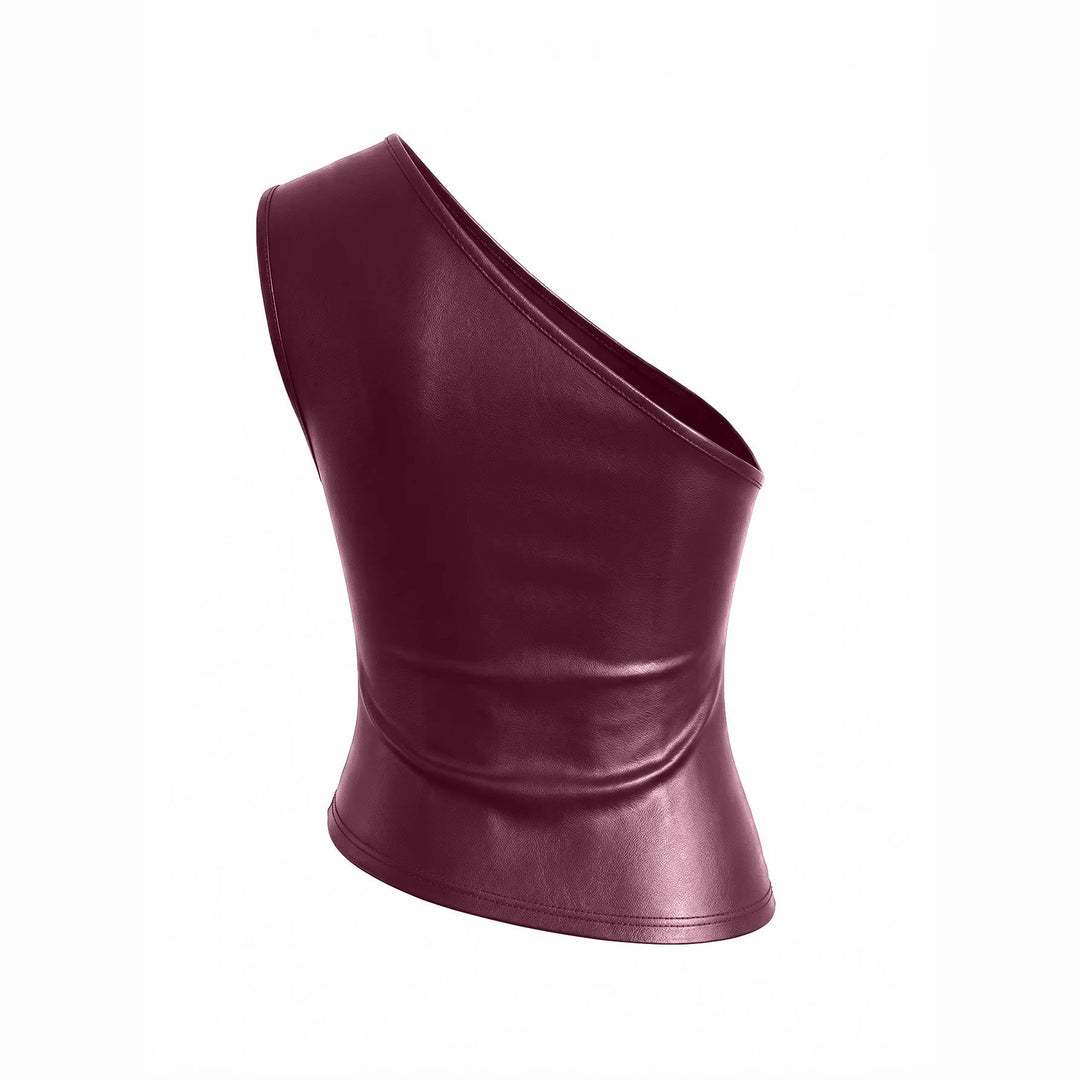 Damen asymmetrisches Top aus Kunstleder EB