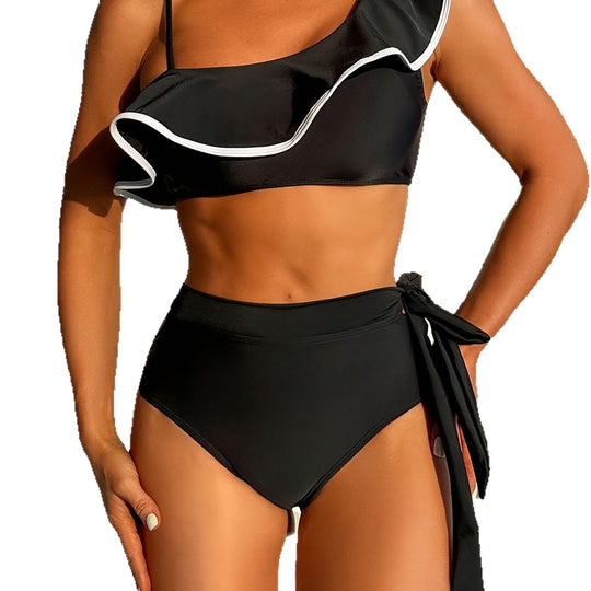 Damen Bikini-Set mit asymmetrischem Oberteil und elegantem U-Bund EB