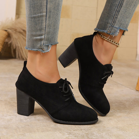 Damen elegante Plateau-Schnürschuhe mit modischem Blockabsatz und komfortablem Fußbett EB