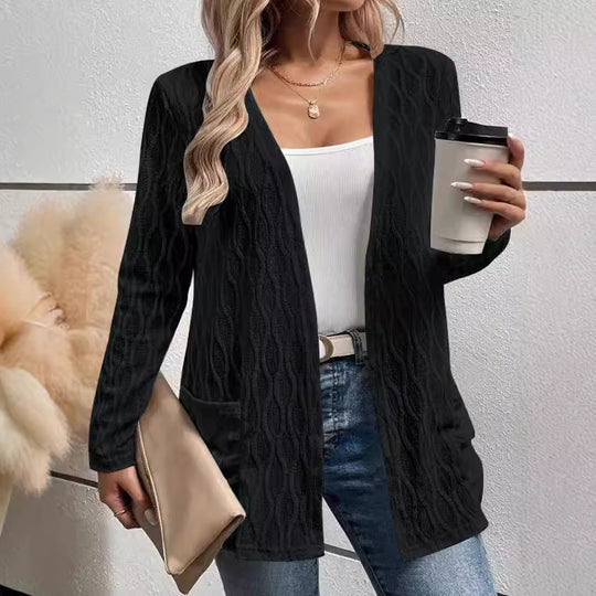 Damen Strickjacke mit strukturiertem Muster und praktischen Taschen EB
