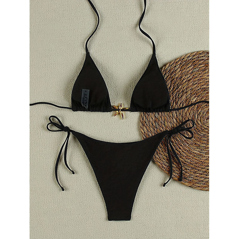 Damen Triangel-Bikini mit Sternen-Applikation EB