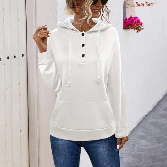 Damen Hoodie mit Knopfleiste und lässigem Schnitt EB