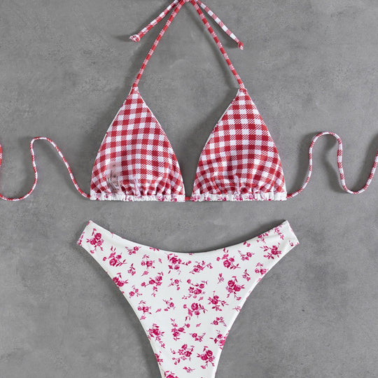 Damen Blumenmuster Bikini EB
