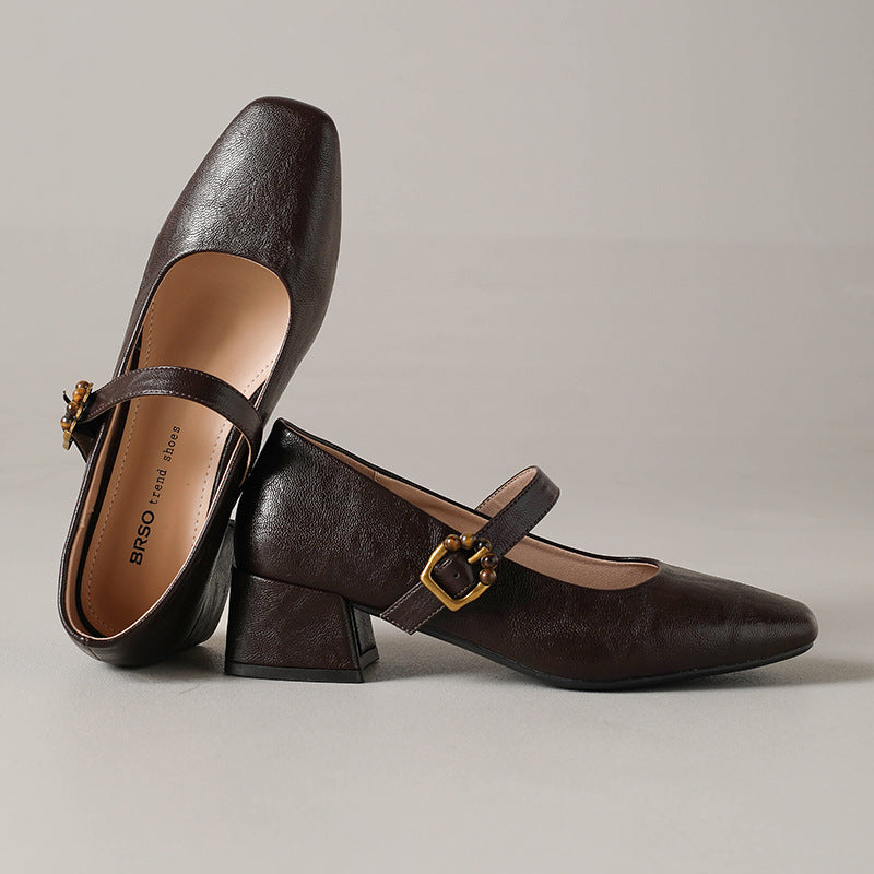 Damen Ballerina-Schuhe mit elegantem Riemchen und dekorativem Schnallen-Detail EB