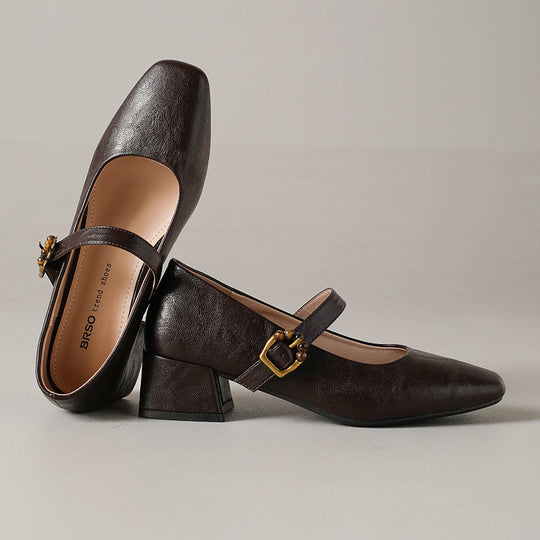 Damen Ballerina-Schuhe mit elegantem Riemchen und dekorativem Schnallen-Detail EB