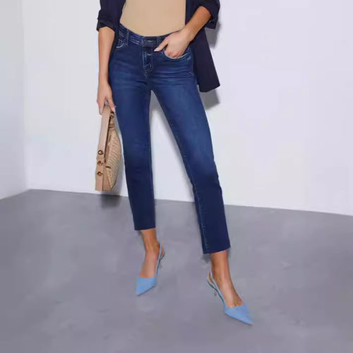 Damen Edle Cropped Jeans im klassischen Schnitt EB