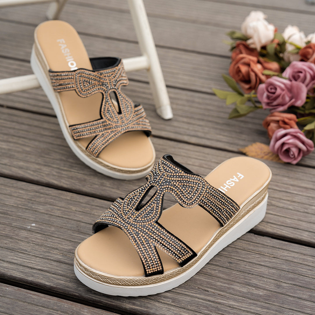 Damen Wedge-Sandalen mit funkelndem Applikationen EB