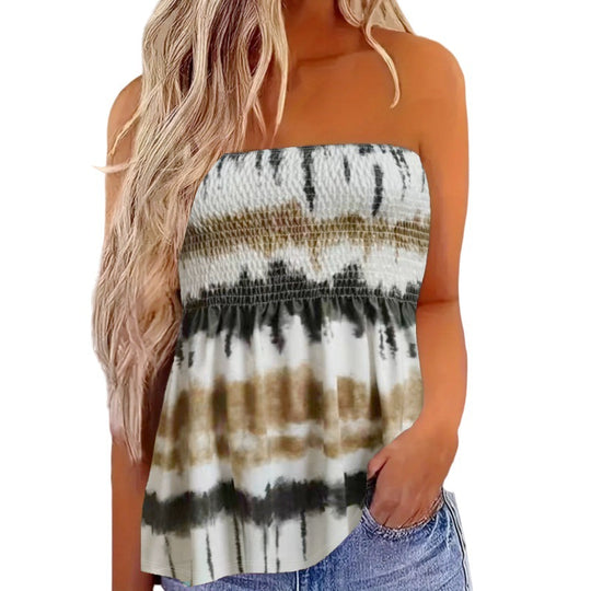 EB | Damenmode drucken sexy Tube Top aus der Schulter