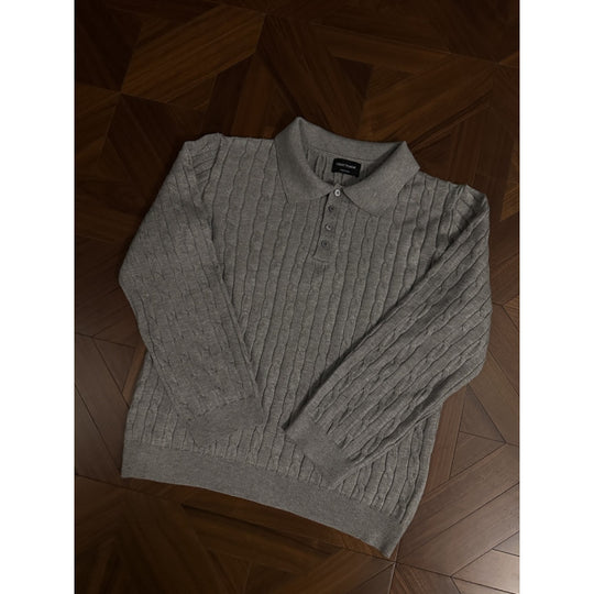 Damen Strickpullover mit klassischem Kragen und feiner Zopfmusterstruktur EB